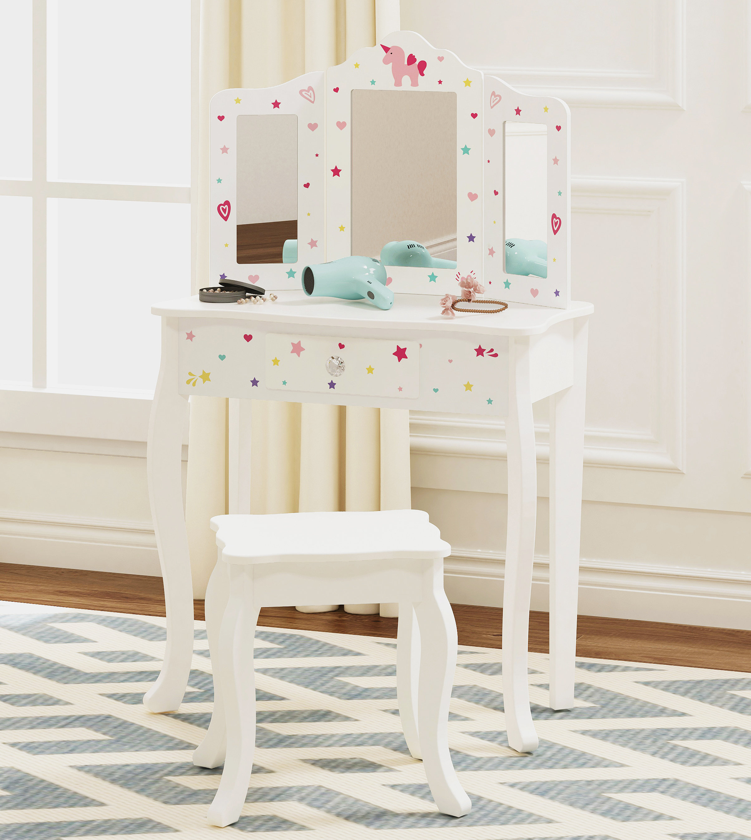 Kids vanity set with mirror online